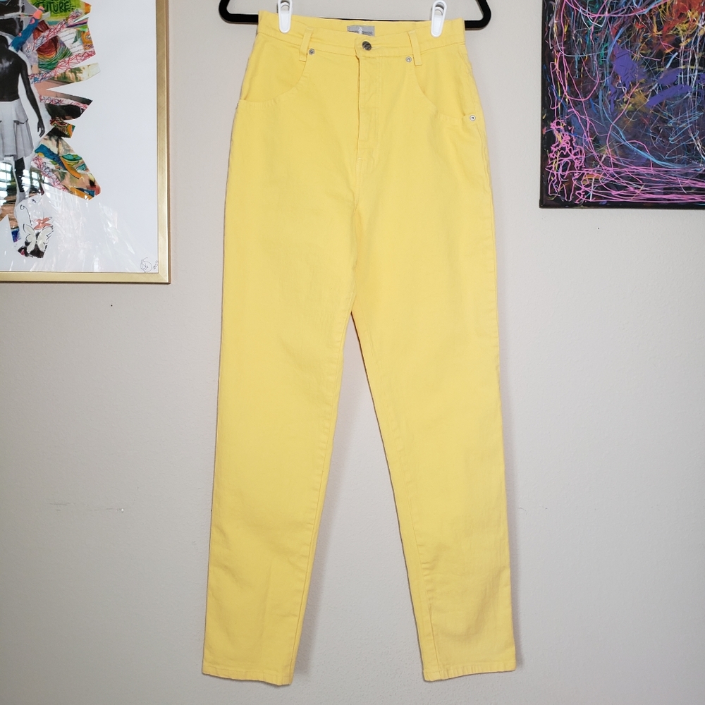 Vintage 90s Y2K Style High Waist Yellow Straight Jeans French Connection sz 10
